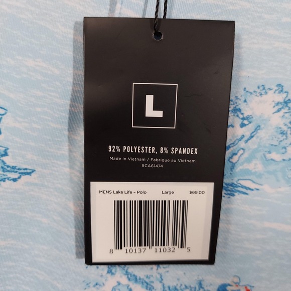 Waggle Polo Shirt Mens Large Light Blue Lake Life Golf Performance Stretch - Picture 3 of 8